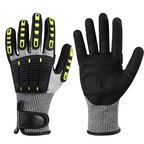Pair of black TPR impact gloves shown palm and back