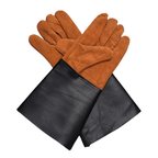 Pair of tan split-cowhide welding gauntlets